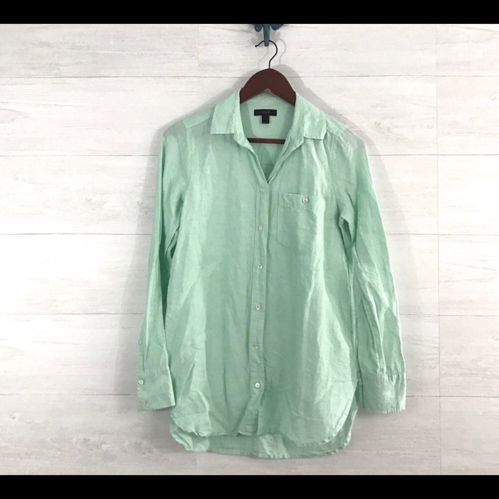 J Crew Button Up Mint Green Blouse